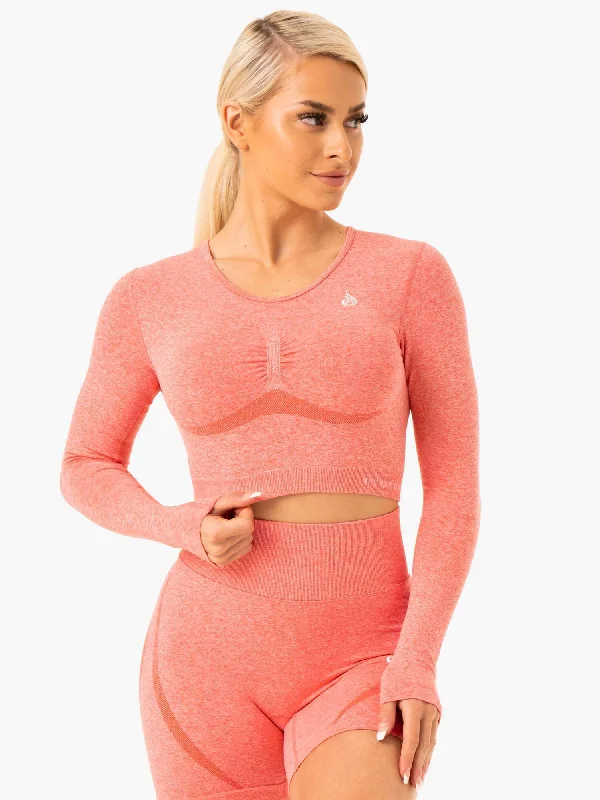 Sculpt Seamless Long Sleeve Top - Peach Marl