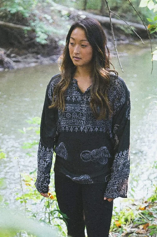 Om and Deity Long Sleeve Top in Black