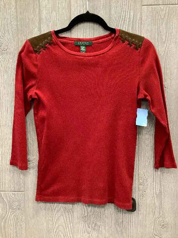 Top 3/4 Sleeve By Lauren By Ralph Lauren In Red, Size: M