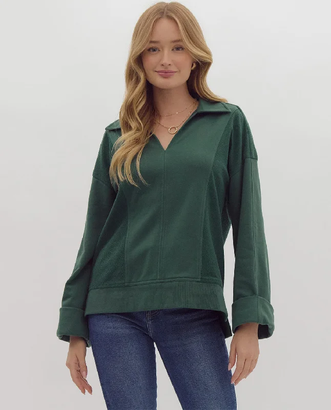 Johnny Collar Long Sleeve Top