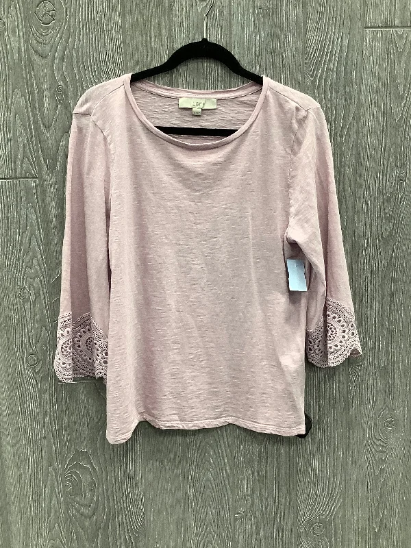 Top 3/4 Sleeve By Loft In Pink, Size: L