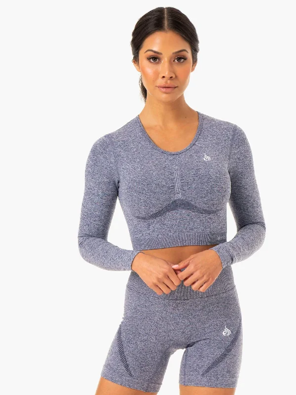 Sculpt Seamless Long Sleeve Top - Navy Marl