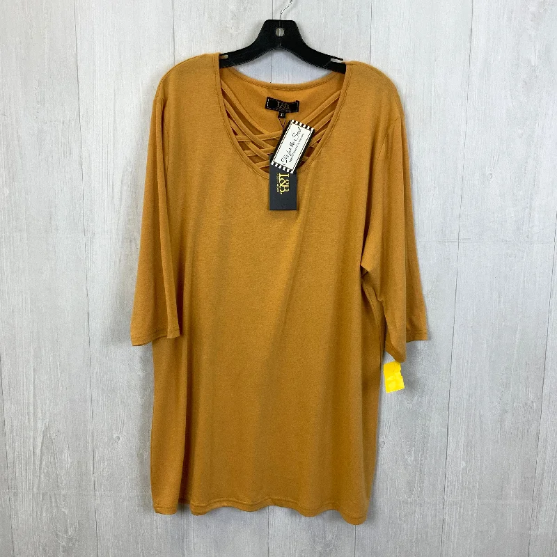 Top 3/4 Sleeve By Clothes Mentor In Mustard, Size: Xl