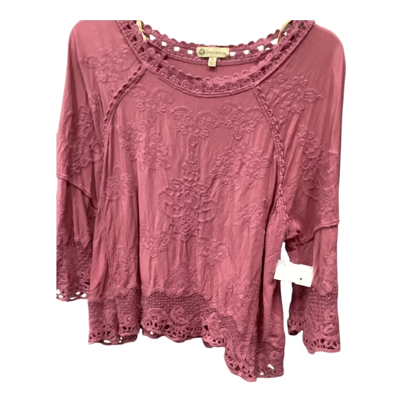 Top 3/4 Sleeve By Democracy In Pink, Size: L