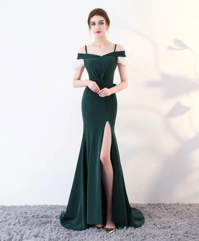 Green Long Prom Dress, Mermaid Green Formal Bridesmaid Dresses