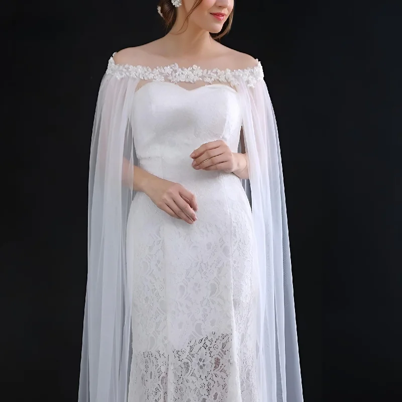 Rhinestones Beaded Wedding Cape Bridal Bolero