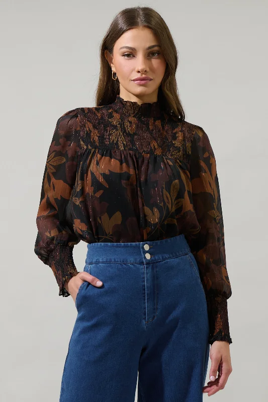 Larba Floral Sunnie Long Balloon Sleeve Top