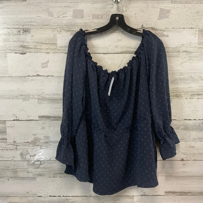 Top 3/4 Sleeve By Lane Bryant In Blue, Size: Xxl