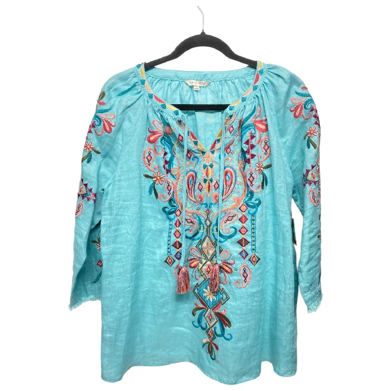 Top 3/4 Sleeve By John Mark In Aqua, Size: S