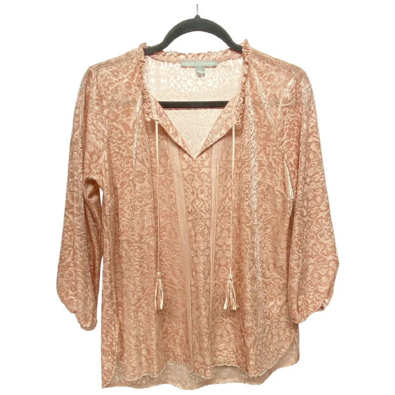 Top 3/4 Sleeve By Valerie Stevens In Rose Gold, Size: S