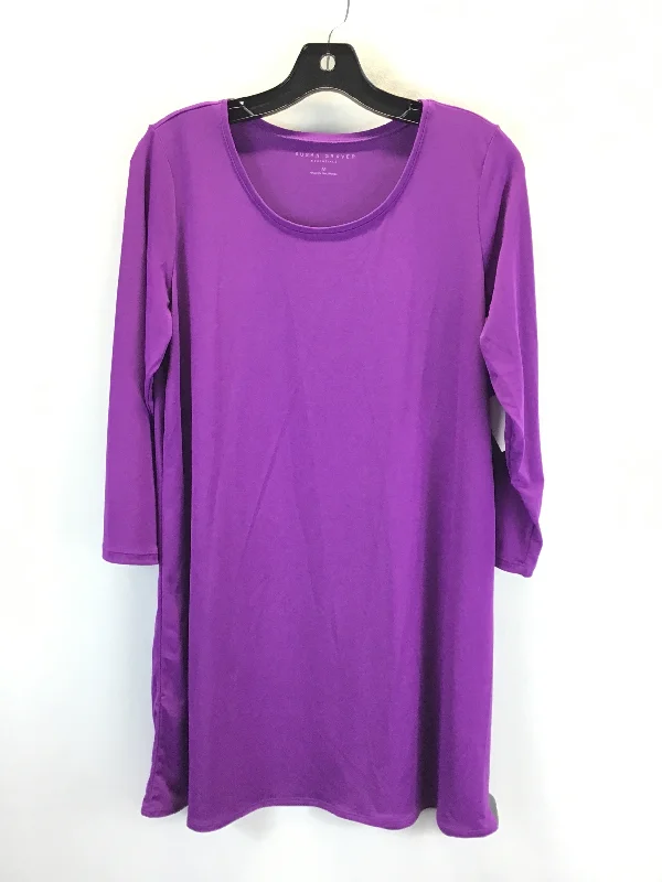 Top 3/4 Sleeve Basic By Susan Graver In Purple, Size: M