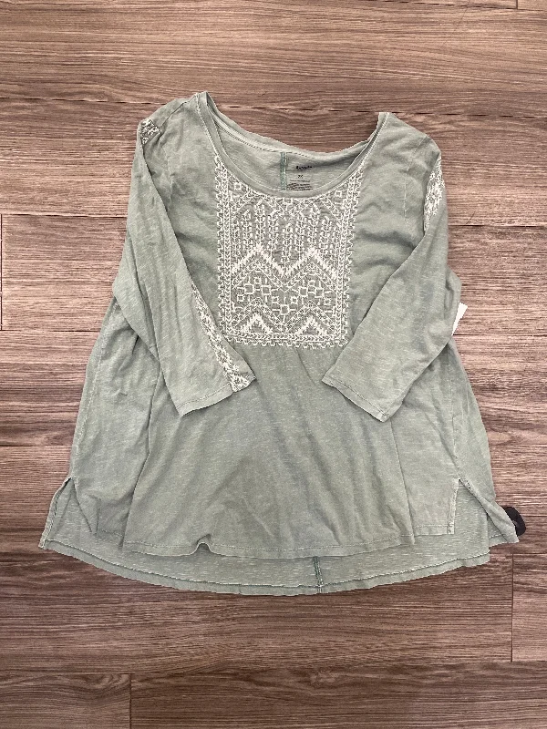 Top 3/4 Sleeve By Sonoma In Green, Size: 2x