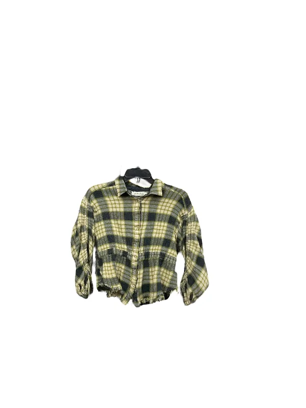 Top 3/4 Sleeve By We The Free In Plaid Pattern, Size: S