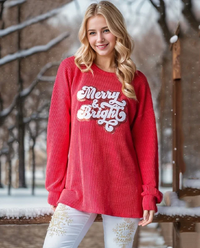 Plus Merry & Bright Long Sleeve Rib Top