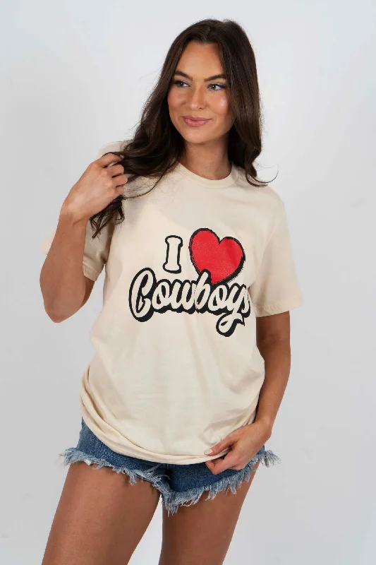 I Love Cowboys Script Graphic Tee