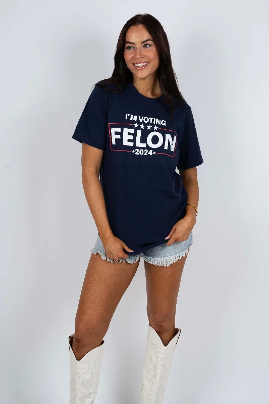 I'm Voting Felon Graphic Tee (Navy)