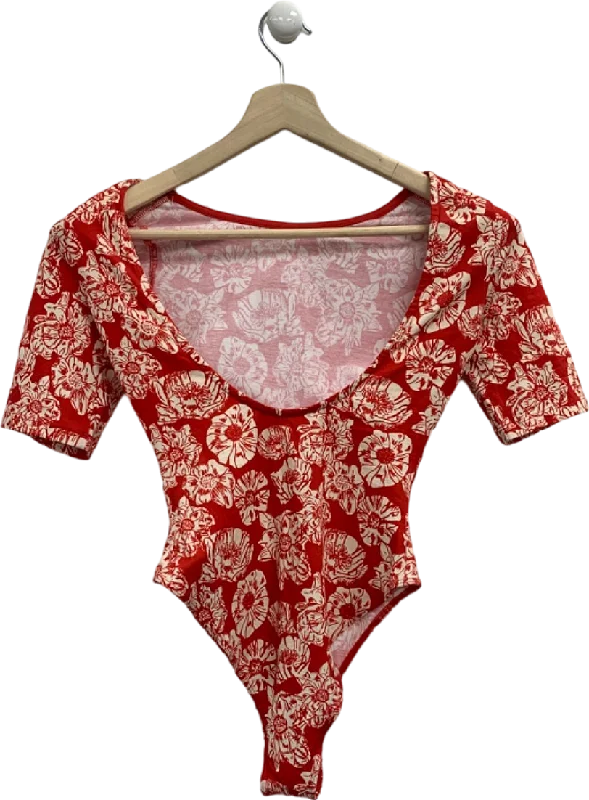 Balzac Red Floral Bodysuit UK S