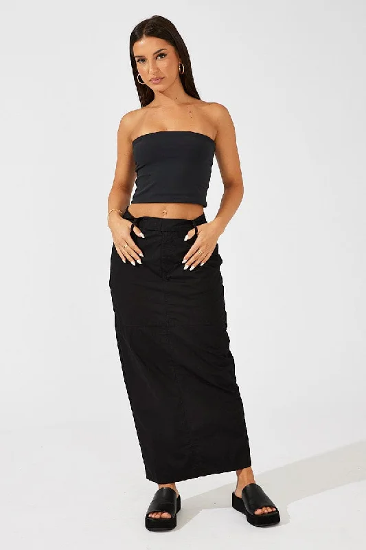 Black Maxi Skirt High Rise