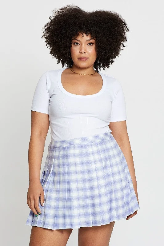 Check High Waist Tennis Skirt