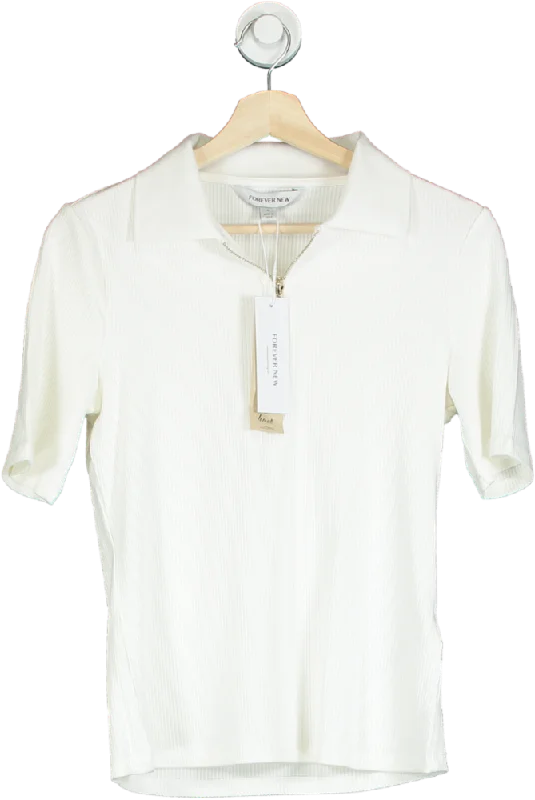 Forever New Porcelain Mai Short Sleeve Zip Polo UK M