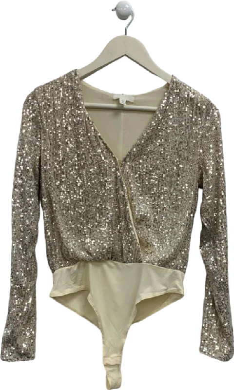 H&M Beige Sequin Bodysuit UK 8