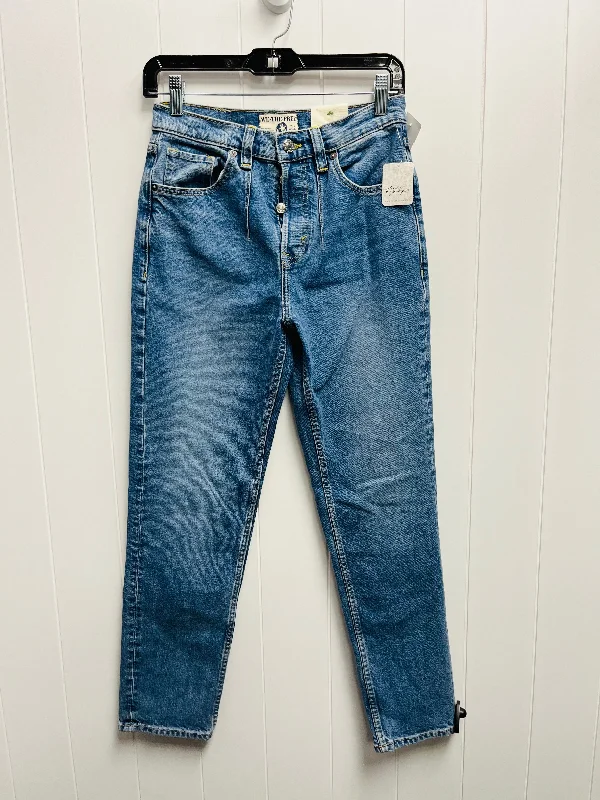 Jeans Straight By Free People In Blue Denim, Size: 4