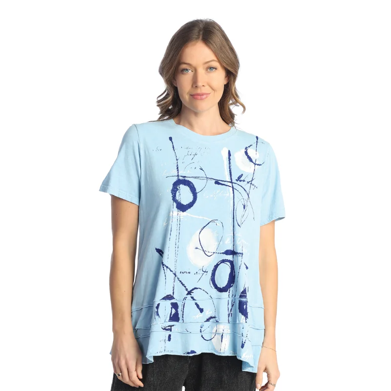 Jess & Jane “Balboa" Abstract Print Layered Short Sleeve Top - M82-1829 - Size 1X