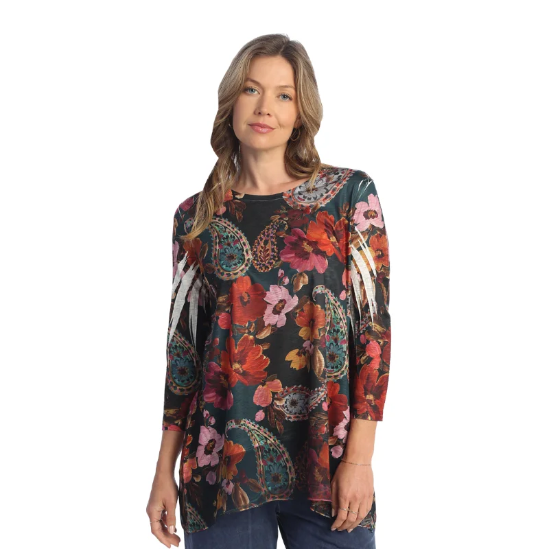 Jess & Jane "Valencia" Abstract Print Chiffon Hem Tunic Top - 63-1868