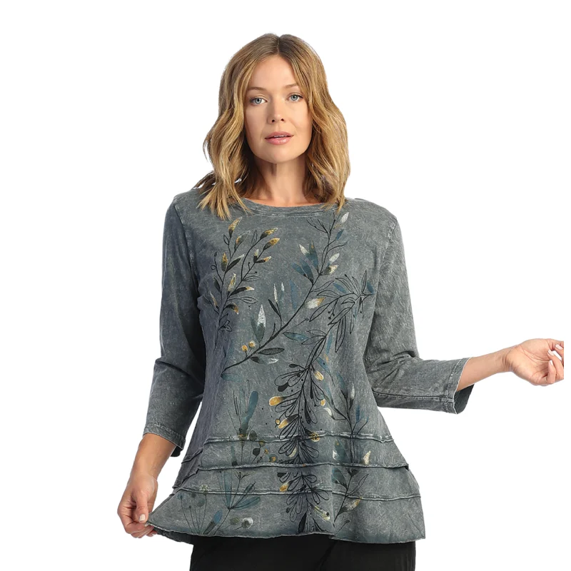 Jess & Jane "Whisper" Abstract Print Layered Tunic Top - M66-1665