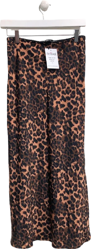 Lioness Leopard Print Midi Skirt UK XS