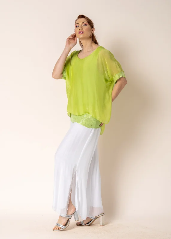 Mimi Silk Top in Lime Splice