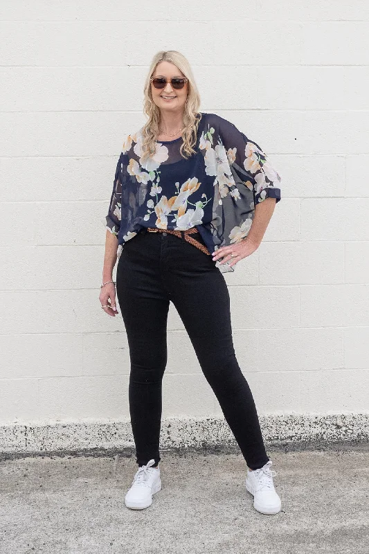 PRE-ORDER** Frangipani Draped Top - Floral Collection