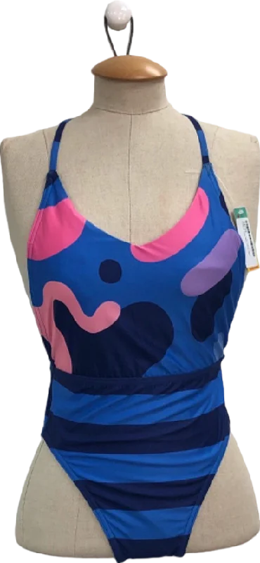 Oioba Blue Pink Graphic Swimsuit UK M