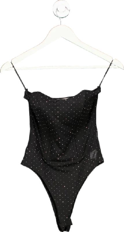 Quiz Black Embellished Bodysuit UK 8