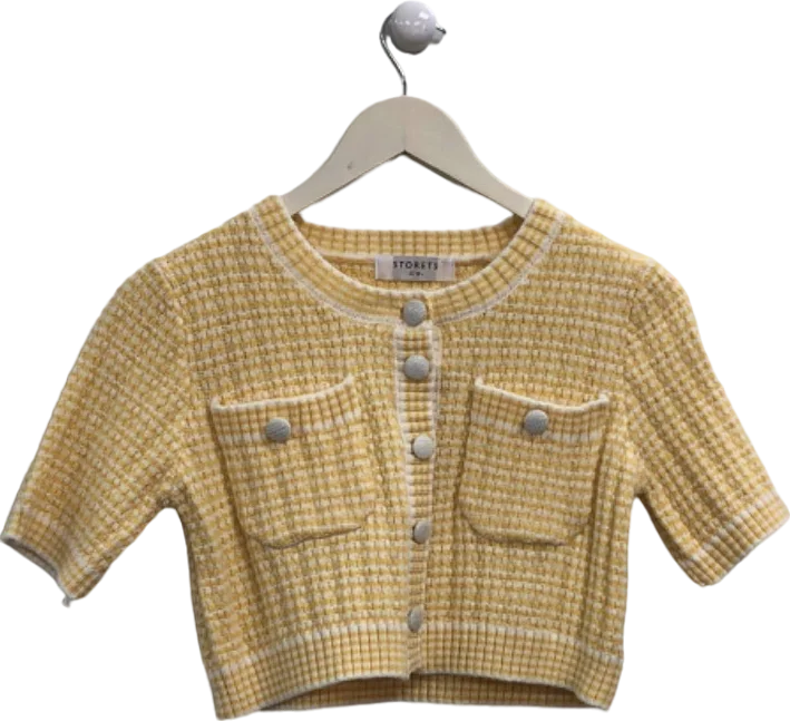 Storets Yellow Tweed Button-Front Top UK S/M