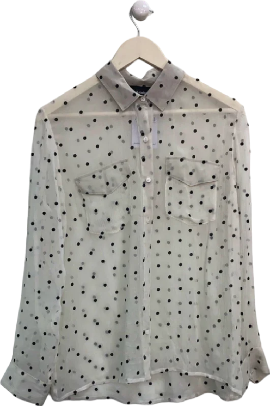 The Kooples Cream Polka Dot Sheer Blouse UK 6