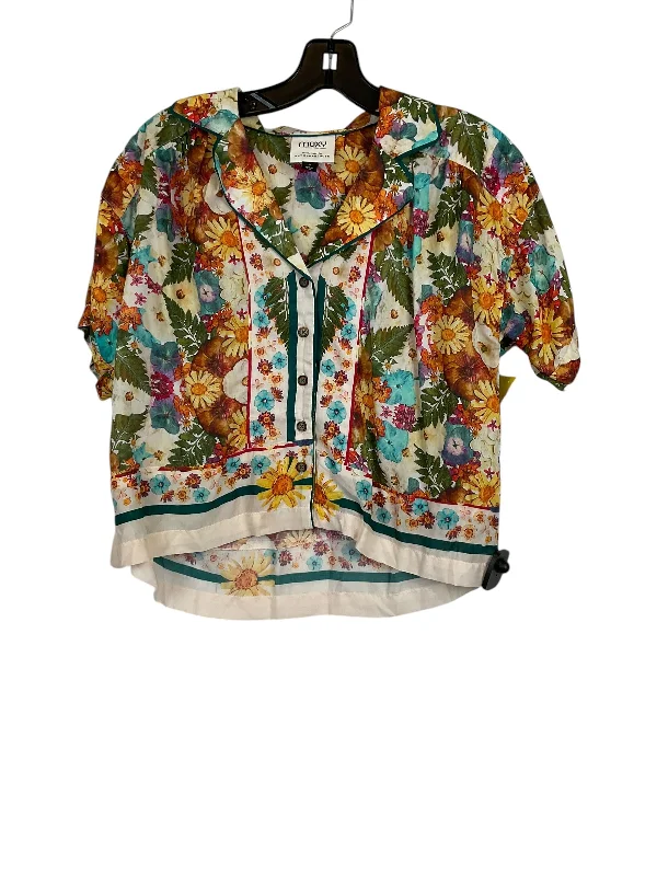 Top Short Sleeve By Anthropologie In Floral Print, Size: S