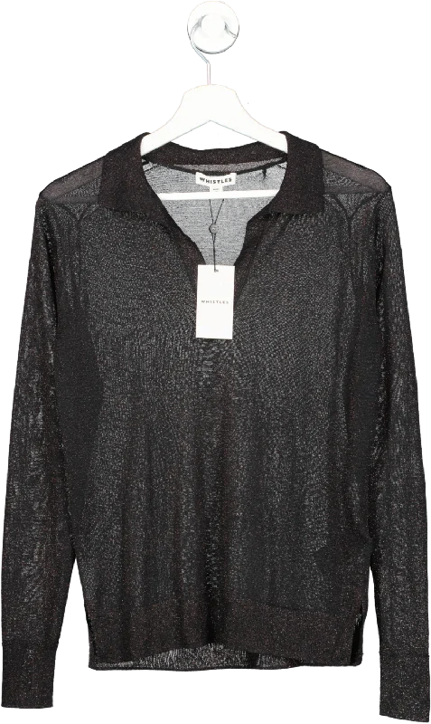 Whistles Black Sparkle Polo Top BNWT UK 6