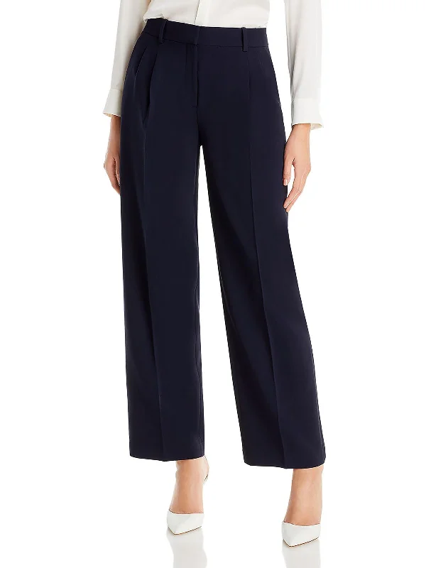 Womens Crepe Double Pleated Dress Pants