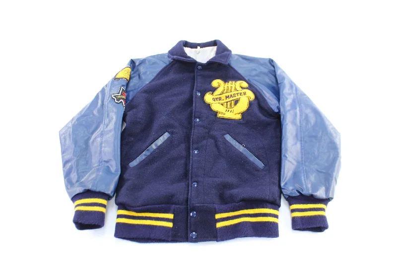 70's QTR Master Blue & Yellow Leather Varsity Band Jacket