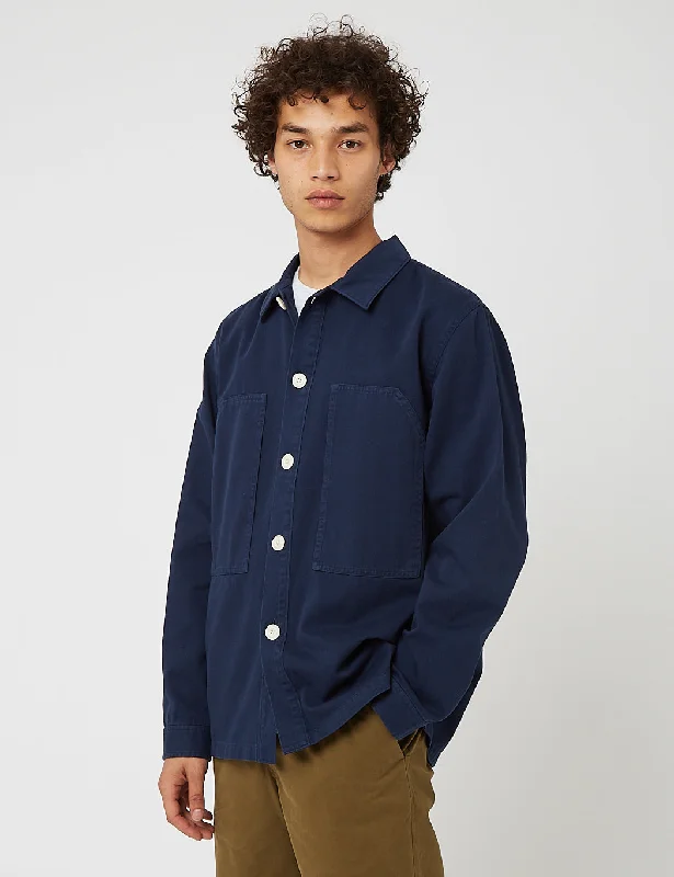 Bhode Box Shirt (Cotton Twill) - Navy Blue