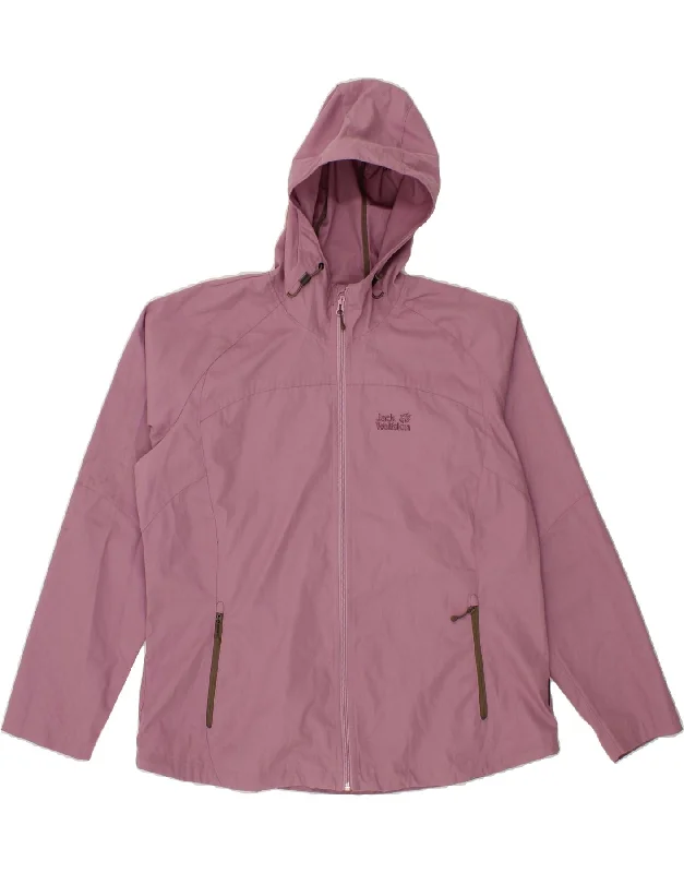 JACK WOLFSKIN Womens Hooded Rain Jacket UK 22/24 2XL Purple Polyester