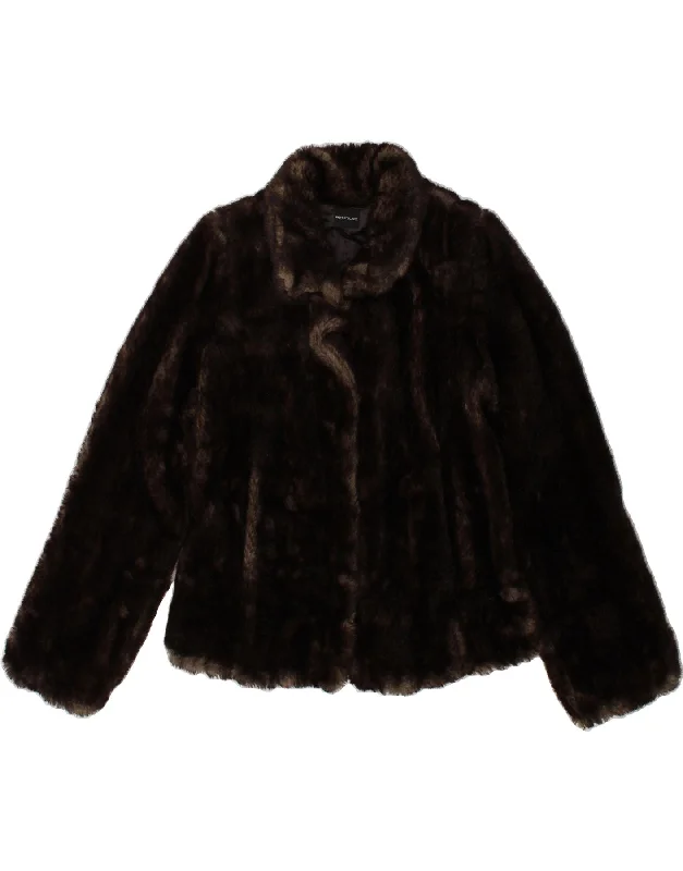 PENNY BLACK Womens Faux Fur Jacket UK 14 Medium  Brown Acrylic