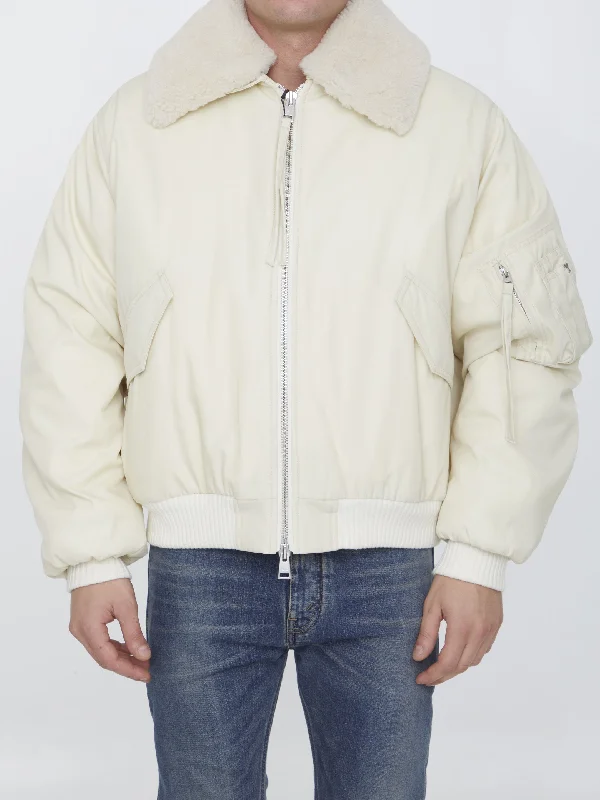 Shearling Collar Bomber Jacket