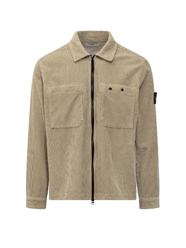 Overshirt in Velluto a Coste Stucco