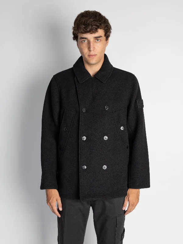 Peacoat in Panno Militare Ghost Nero