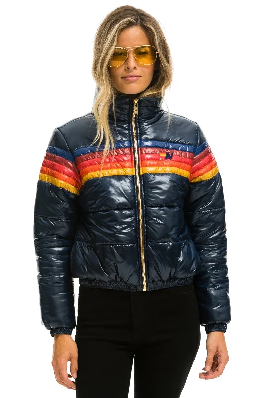 5 STRIPE LUXE APRES PUFFER JACKET - GLOSSY NAVY