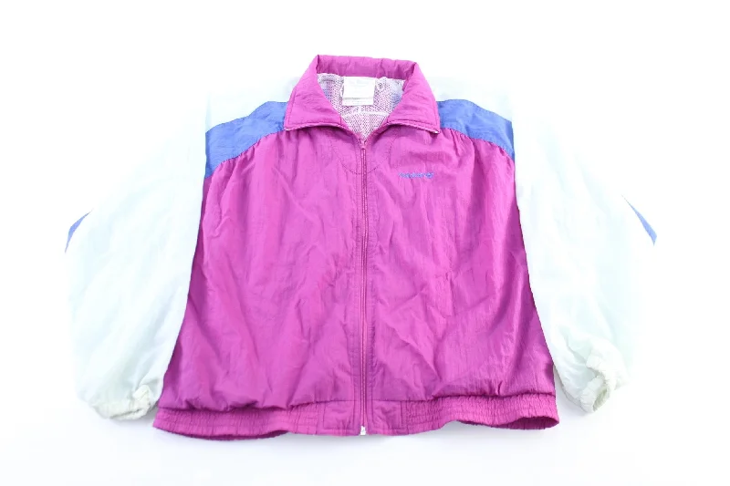 Women's 80's Adidas Embroidered Logo White, Blue, & Purple Zip Up Jacket