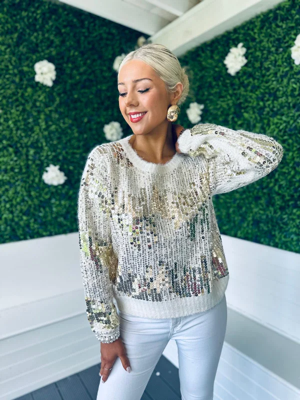 Olivia Sequin Detail Jumper Cream