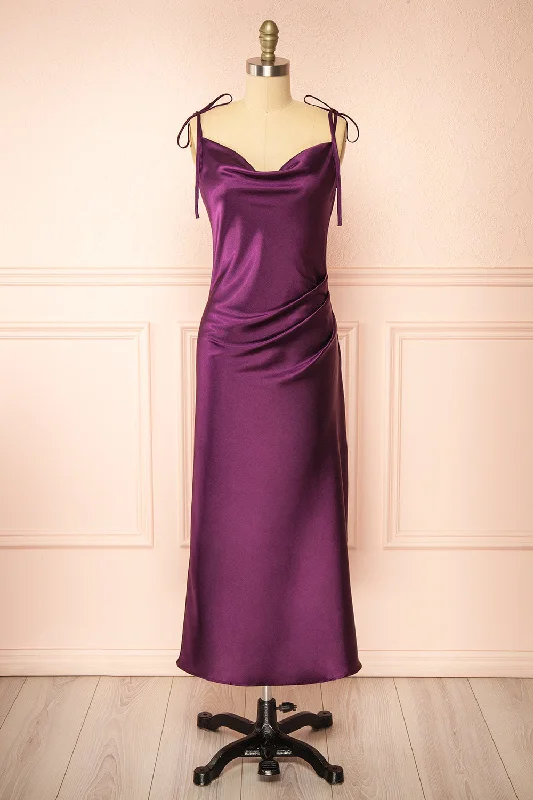 Elyse Violet | Cowl Neck Midi Dress